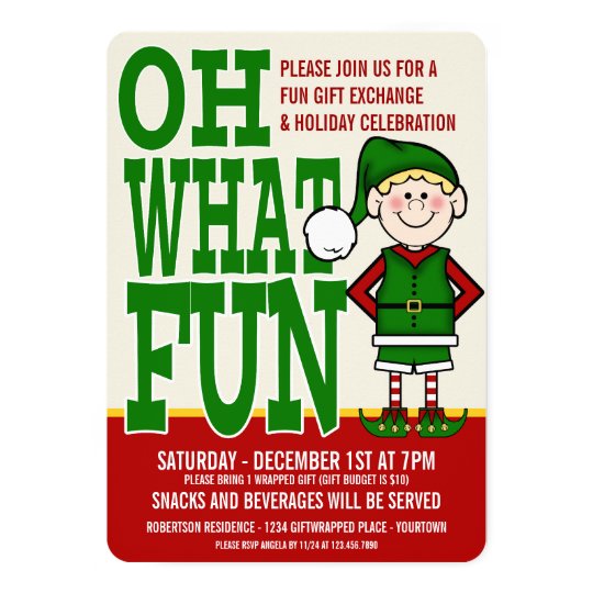 Christmas Elf Gift Exchange Party Invitation Zazzle