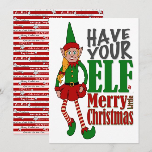 Christmas Elf Girl Greeting Card (Front/Back)