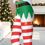 Christmas Elf Green and Red Stripe Holiday Leggings<br><div class="desc">Embrace the holiday spirit with these playful elf-inspired leggings,  featuring a festive green background with cheerful red stripes. Perfect for spreading Christmas cheer at holiday parties,  cozy nights by the fire,  or even a fun run in the snow. Soft and stretchy fabric ensures comfort all season long.</div>