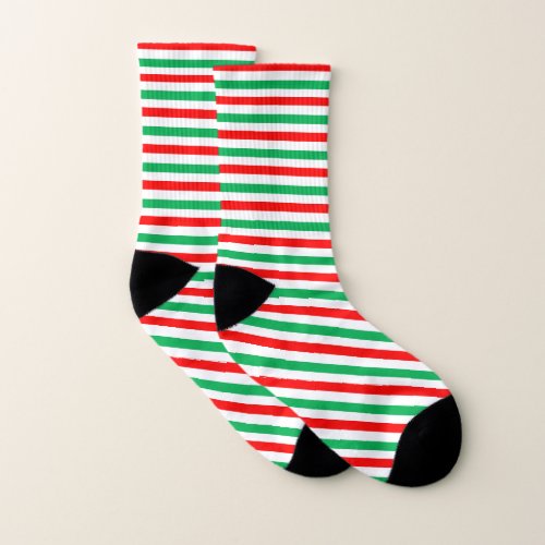 Christmas Elf Green Red White Striped Socks