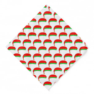 Christmas elf hat pattern on white bandana