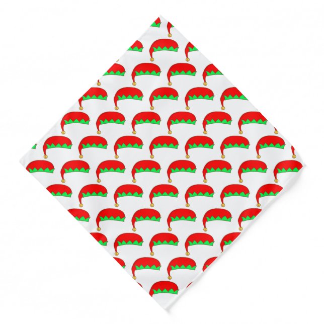 Christmas elf hat pattern on white bandana (Front)