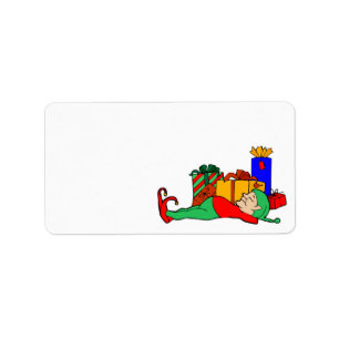 Christmas Elf Holiday Card Self Adhesive Label