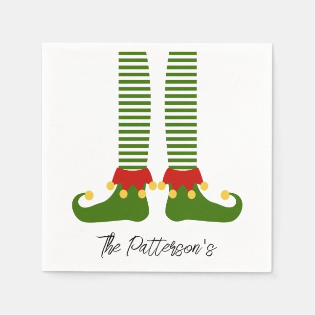 Christmas Elf Holiday Cheer Name Festive Fun  Napkins (Front)