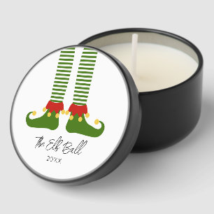 Christmas Elf Holiday Event NAME Year Festive Fun Mini Candle Favors