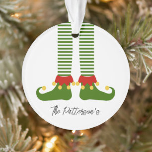 Christmas Elf Holiday Family NAME Festive Fun Ornament
