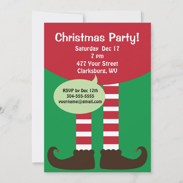 Christmas Elf Holiday Party Invitation (Front)