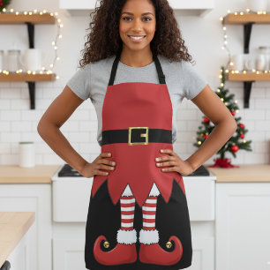 Christmas Elf Holiday Red Apron