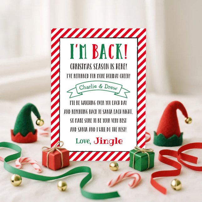 Christmas Elf I'm Back Custom Holiday Letter Card (Creator Uploaded)