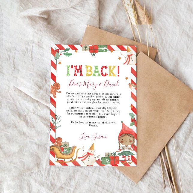 Christmas Elf I'm Back Letter Card (Creator Uploaded)