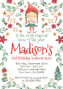 christmas birthday invitations zazzle