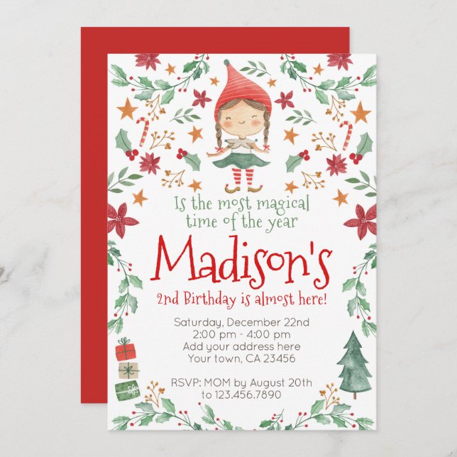 Christmas Elf Invitation (Front/Back)