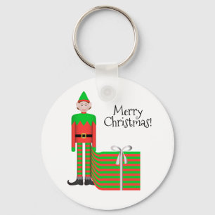 Christmas Elf Keychain - Striped Gift Package