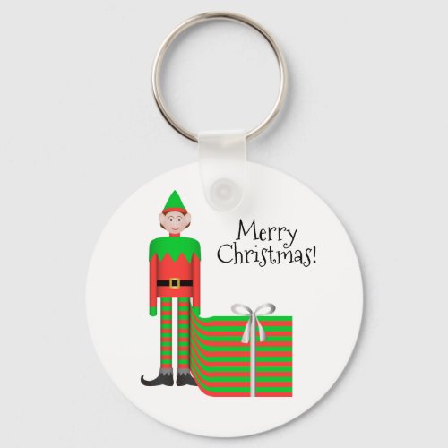 Christmas Elf Keychain _ Striped Gift Package