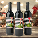 Christmas Elf Legs Black and White Stripes Wine Label<br><div class="desc">Fun green booted elf legs on a black and white stripe background features your holiday Christmas greeting in chic lettering. Personalize these wine bottle labels to serve at your holiday party or to give as gifts or party favors for business gifts,  corporate gifts. MATCHING items in our store.</div>