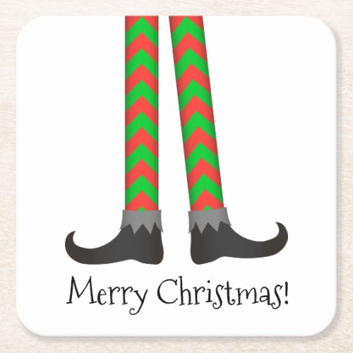 Christmas Elf Legs Coaster _ Chevron Costume