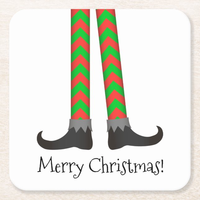 Christmas Elf Legs Coaster - Chevron Costume (Front)