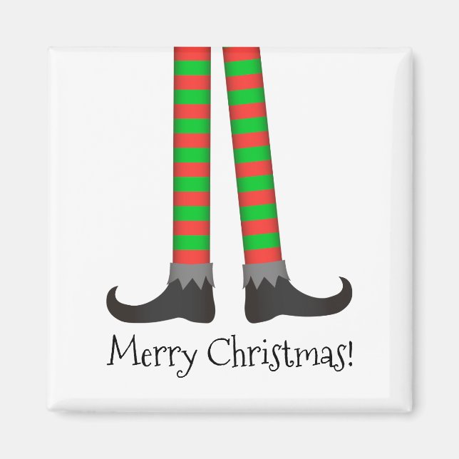 Christmas Elf Legs Magnet - Striped Costume (Front)