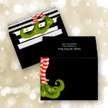 Christmas Elf Legs on Black Envelope<br><div class="desc">Striped elf legs with green boots are on the front and inside flap on these black A7 envelopes and feature your FREE return address on the back flap. Fits a 5" x 7" invitation or change to the size you need. MATCHING invitations and other items in our collection.</div>