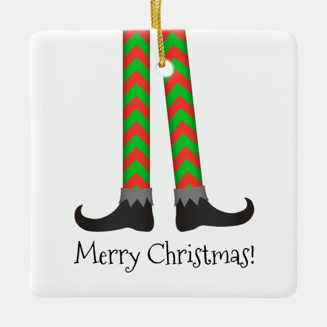 Christmas Elf Legs Ornament - Chevron Costume (Front)