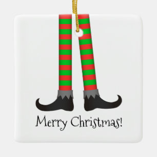 Christmas Elf Legs Ornament - Striped Costume