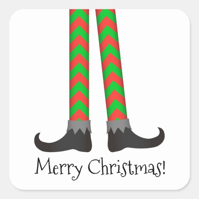 Christmas Elf Legs Sticker - Chevron Costume (Front)