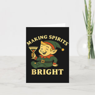 Christmas Elf Martini Funny Alcohol Saying Srits B Card