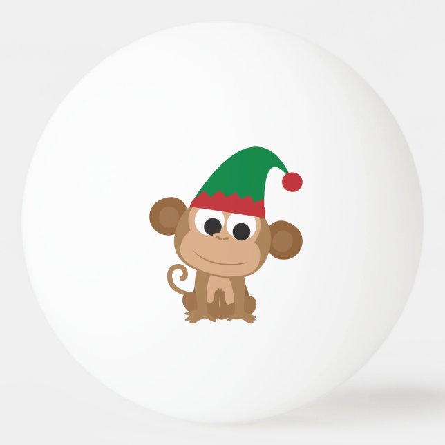 Christmas Elf Monkey Ping Pong Ball (Front)