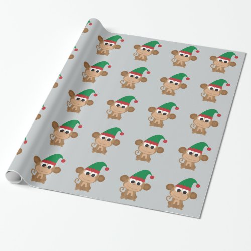 Christmas Elf Monkey Wrapping Paper