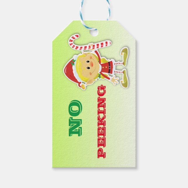 Christmas Elf No Peeking Gift Tag (Front)