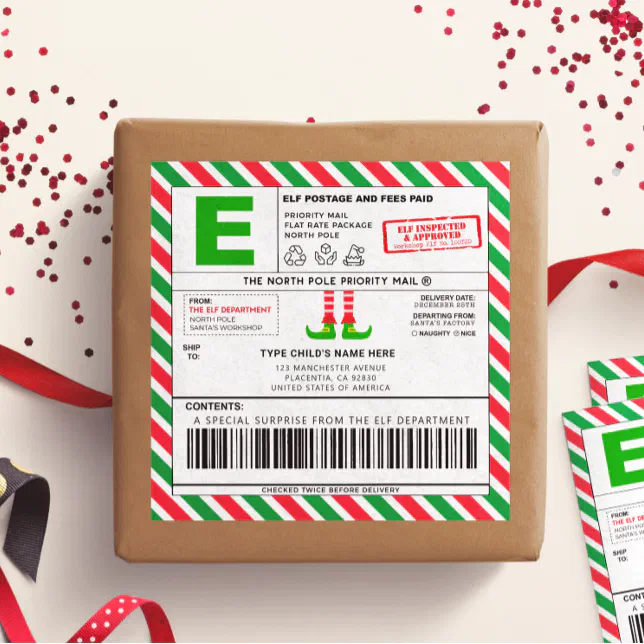 Christmas Elf North Pole Address Shipping Labels | Zazzle