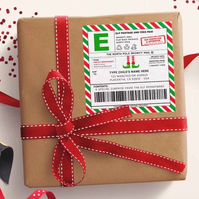 Christmas Elf North Pole Address Shipping Labels (Creator Uploaded)