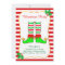 Christmas Elf on Red White Party Invitation
