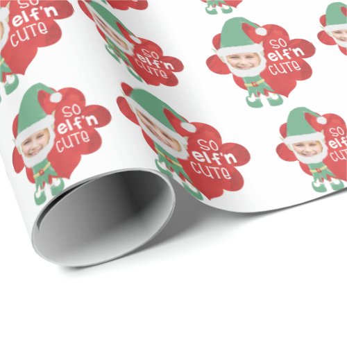 Christmas Elf One Photo SO ELFn CUTE Saying Wrapping Paper