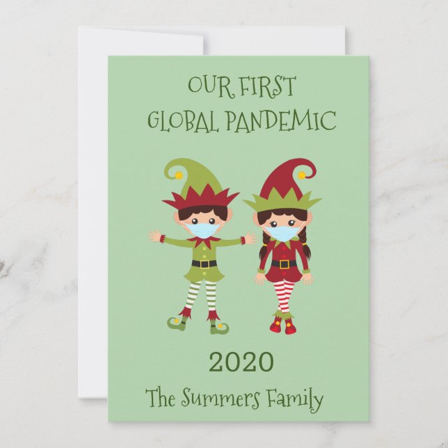 Christmas Elf Our First Global Pandemic 2020 Holiday Card (Front)