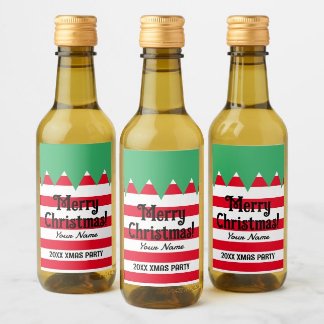 Christmas elf outfit design personalized mini wine label (Bottles)