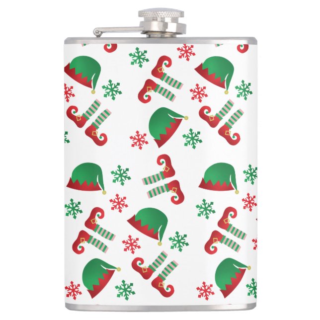 Christmas Elf Outfit Pattern Flask (Front)
