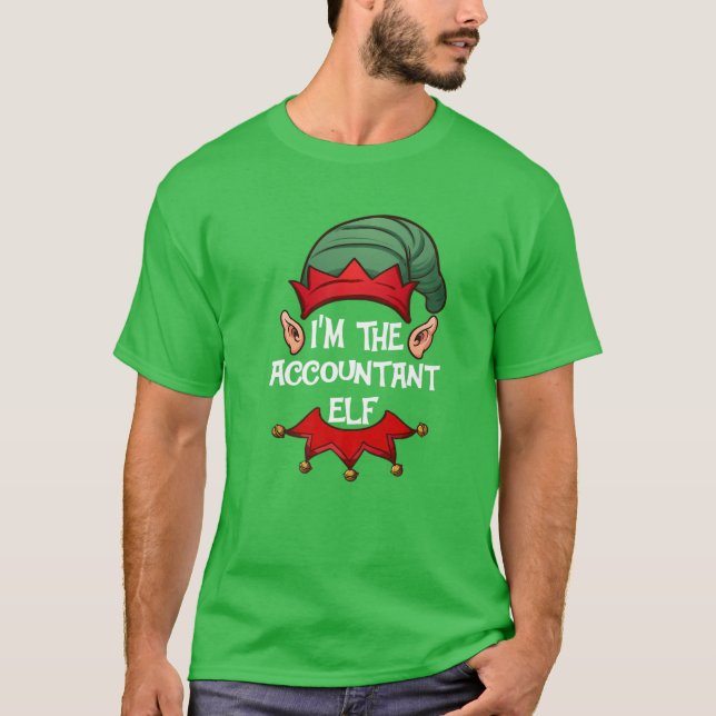 Christmas Elf Pajama Gift I'm The Accountant Elf C T-Shirt (Front)