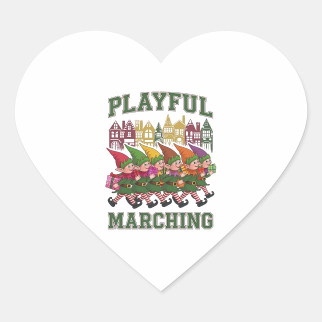 Christmas Elf Parade Heart Sticker (Front)