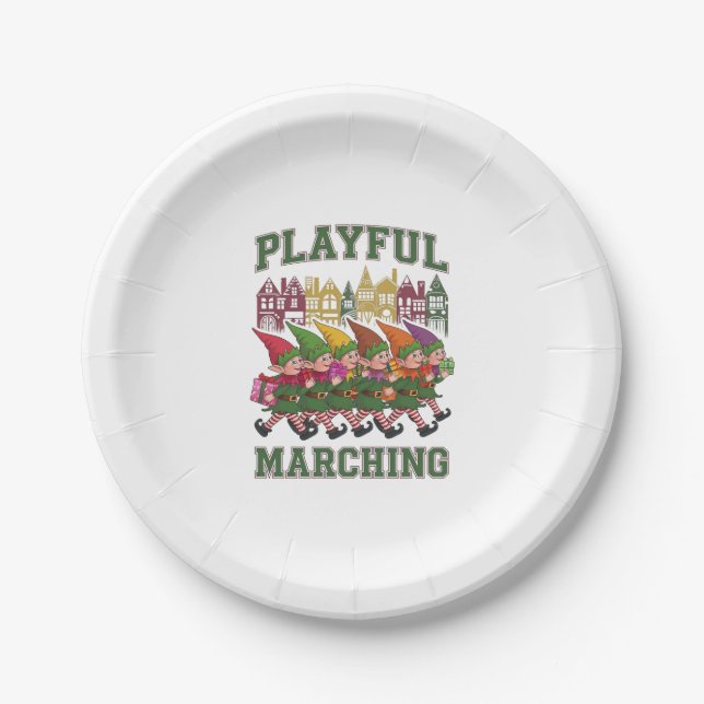 Christmas Elf Parade Paper Plates (Front)