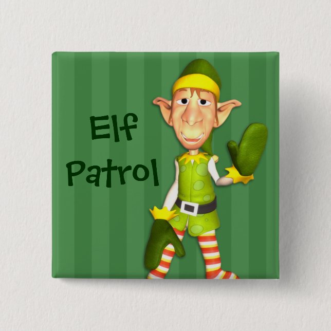 Christmas Elf Patrol Button (Front)