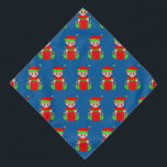 Christmas Elf Pattern on Blue Bandana<br><div class="desc">Christmas elf pattern on blue background.</div>
