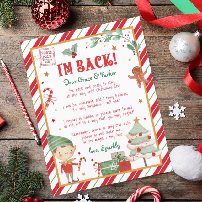 Christmas Elf personalized letter Poster (Christmas elf welcome letter)