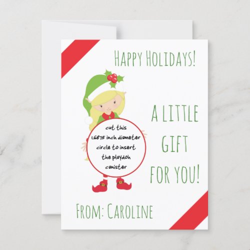 Christmas Elf Play Doh Card favor card holiday Invitation
