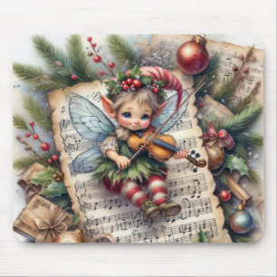 Christmas Elf Playing a Violin Mouse Pad