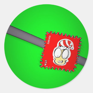 Christmas Elf Postage Stamp Classic Round Sticker