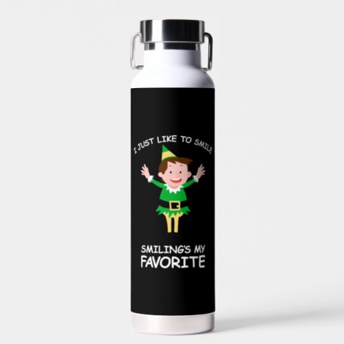 Christmas Elf Quote Smiling Shirt Water Bottle
