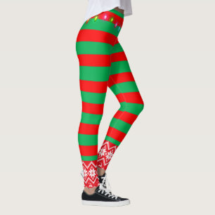 Christmas Elf Red And Green Leggings