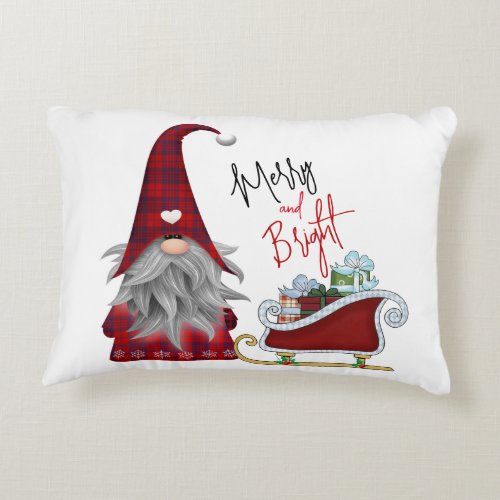 Christmas Elf Red  Black Checkered  Accent Pillow