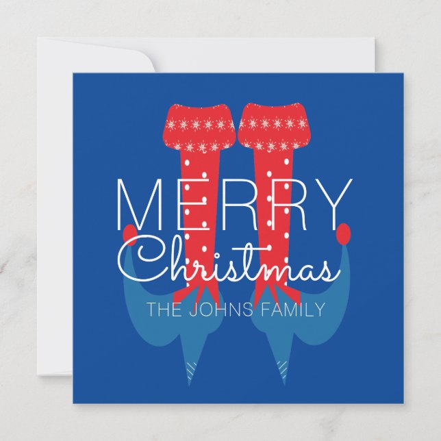 Christmas Elf Red Blue Script Snowflake  (Front)